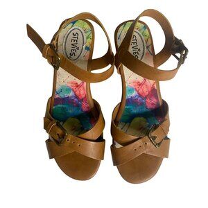 Steve Madden Stevies Groovy Sandals Girls Size 4 Brown‎ Strap Faux Leather